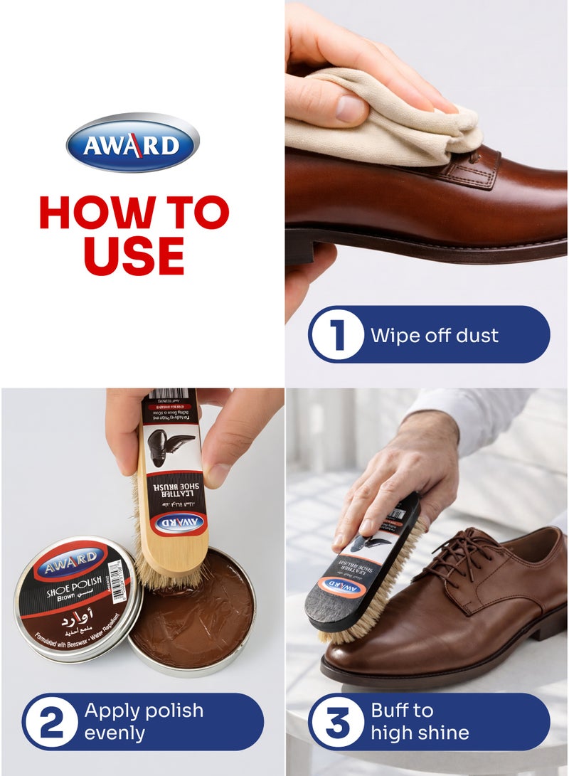 AWARD Shoe Polish Wax Tin Brown – 40 g (Pack of 2) | Quick Shine, Rich Brown Gloss for Leather Shoes & Boots - Image 4